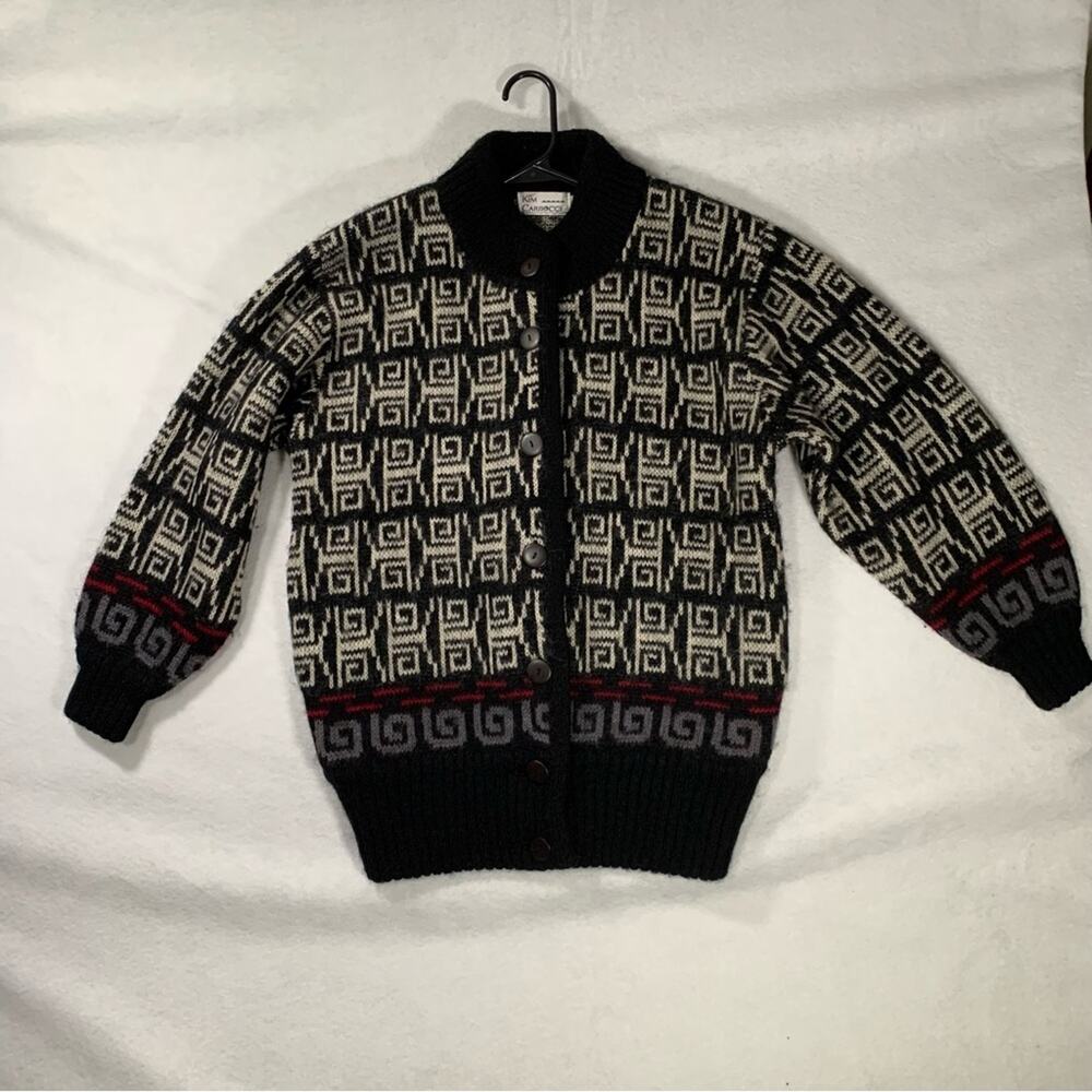 Kim Carbocci Vintage Mohair Wool Geometric Cardigan Sweater Size Small - Picture 3 of 9